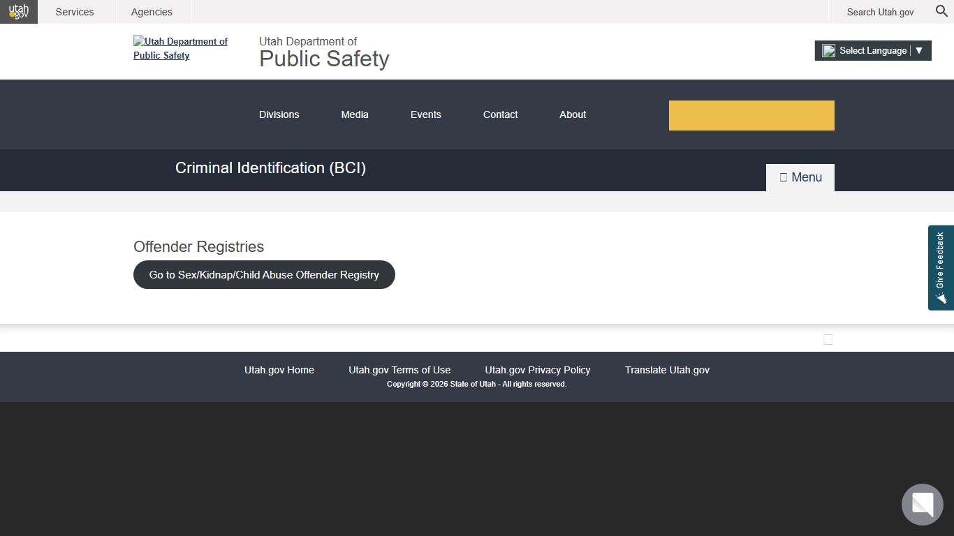 Offender Registries DPS – Criminal Identification (BCI)