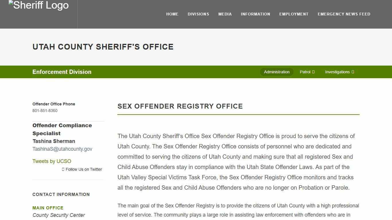 Utah County Sheriff's Office Sex Offender Registry